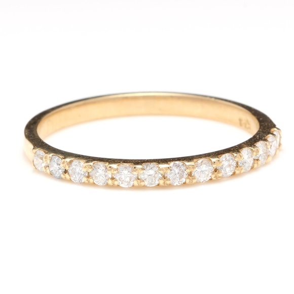 Splendid .35Ct Natural Diamond 14KY Gold Band Ring - Picture 1 of 7